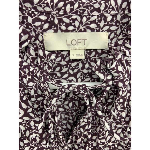 Vintage Loft Womens Floral Pintucked Ruffle Blouse Long Sleeve Size S - Picture 2 of 6